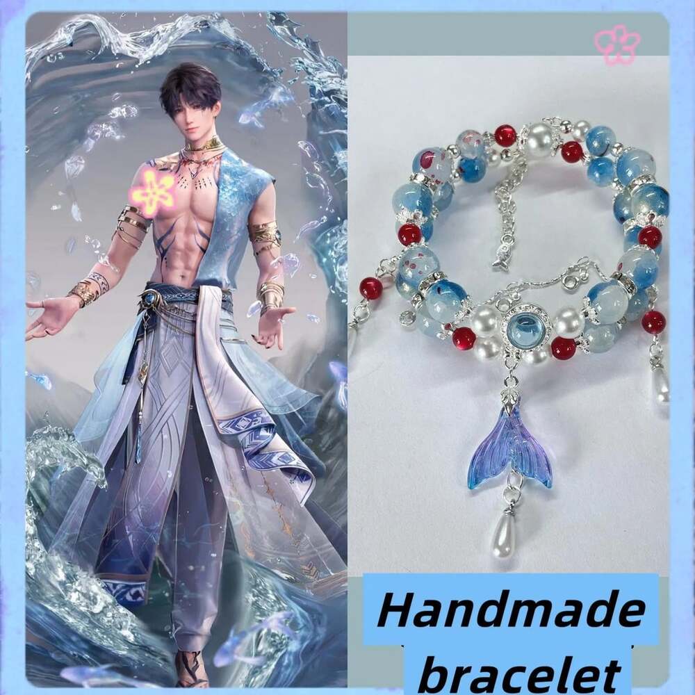 Rafayel Tide God Bracelet, Love and Deepspace Glass Bead Jewelry, Handmade Jewel